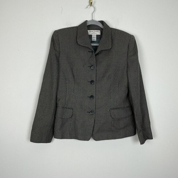 Rena Rowan For Saville Brown Tweed 5 Button Wool Blend Blazer Size 10 - Picture 1 of 7